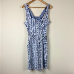 Fat Face The Serena Embroidered Blue Chambray Sleeveless Sundress Size Small